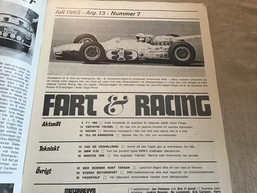 MOTORREVYN NR 7 1965 MARCOS-VOLVO,F1,BMW R 69,RALLY,MOTOCROSS,SPEEDWAY