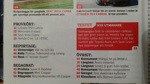 Vi Bilägare nr 3 2013: Citroën DS3 Cabrio, Seat Ibiza Cupra, beg Mini Cooper