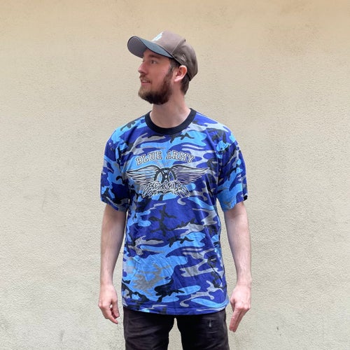 Aerosmith Blue Army Blue Camo Tshirt, XXLarge