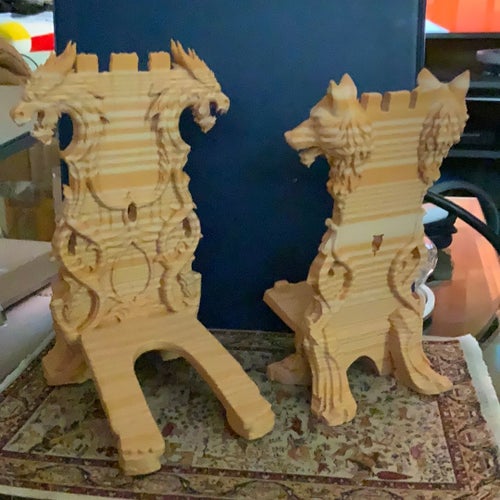 Viking Wolf and Dragon throne smart phone / tablet stands