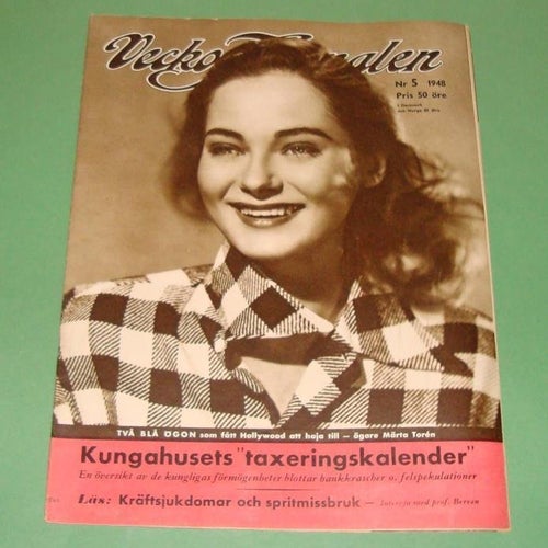 Vecko-Journalen 1948-5. Märta Torén på framsidan.