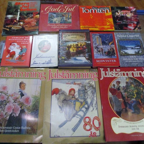 Jul, 12 böcker och tidskrifter med julpyssel, julberättelser, jultraditioner mm
