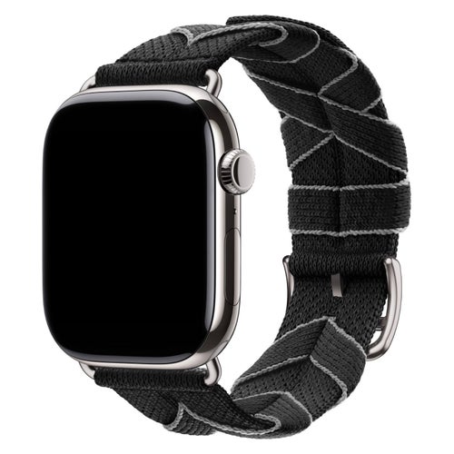 Stickat Nylonband 38/40/41/42mm Apple Watch Armband - SVART / GRÅ