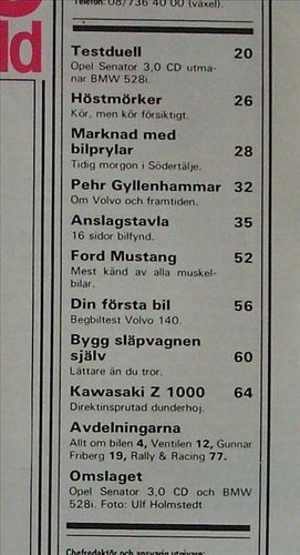 TEKNIKENS VÄRLD 1980/22.Pehr Gyllenhammar.Mustang.Kawasaki Z.Renault 18.BMW 528