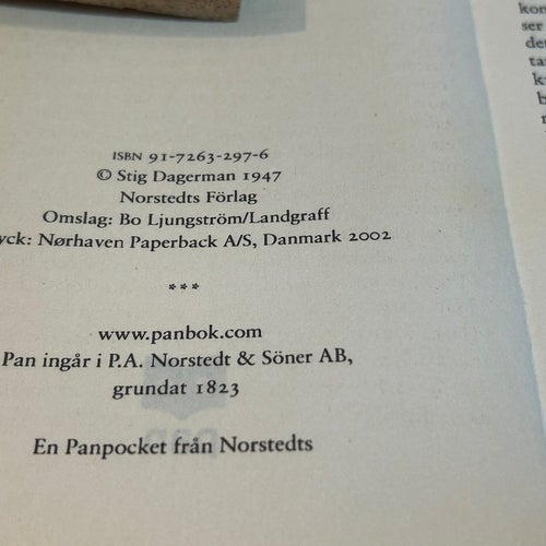 Nattens lekar av Stig Dagerman, bok, Very good plus