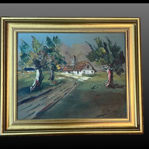 Tavla oljemålning 1959 signerat