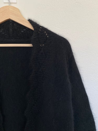 Handknitted Angora Bolero Black Soft Knit Cropped, M