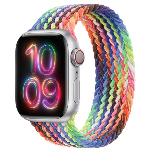 Braided Solo Loop 38/40/41/42mm Apple Watch Armband - PRIDE NEON (Large)