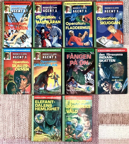 60 böcker: Jeff Hård, Bob Moran, Mike Mars, Bill Bruce, Joel Söder, Agent X m.fl