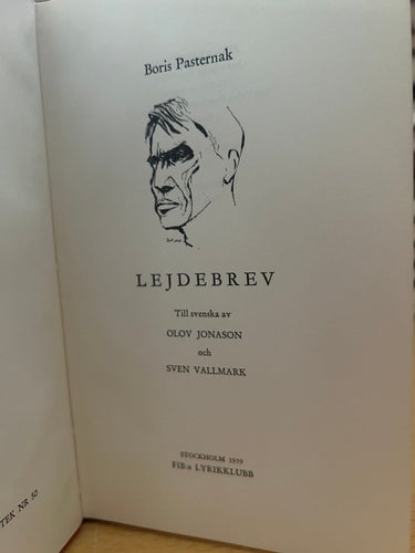 Lejdebrev av Boris Pasternak, bok, Very Fine plus