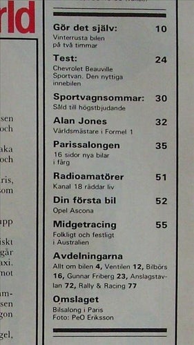 TEKNIKENS VÄRLD 1980/23.Chevrolet Beauville.Alan Jones.Ascona.Melin,Burvall.