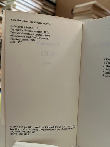 Siki av Torbjörn Säfve, bok, Very good plus