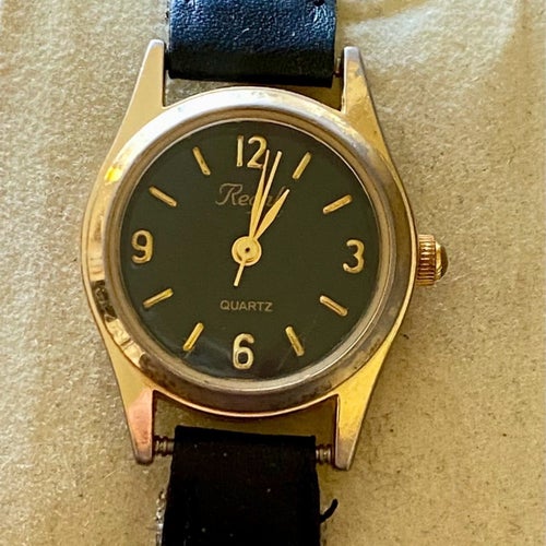 Regal Jubileums Ur Quartz damklocka med svart läderarmband