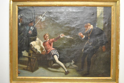 Gustaf Olof Cederström "Mordet på Nils Sture" från 1880 Unik kopia fr.1902-4 Läs
