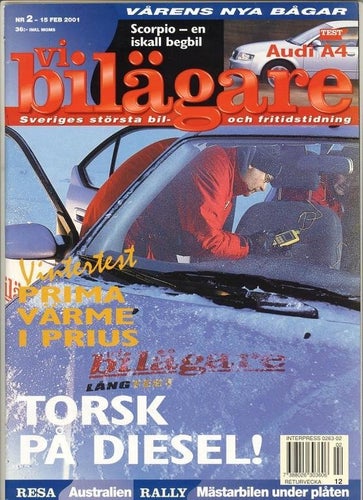 Vi bilägare 2001 nr 2. Toyota Land Crusier 100, Audi A4 m.m.
