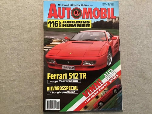 AUTOMOBIL NR 4 1992 FERRARI 512 TR,ALPINEHONDA PRELUDE BUICK SPECIAL 58,BMW 328