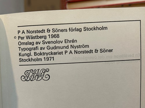 Vattenslottet av Per Wästberg. Bok. Very Fine plus