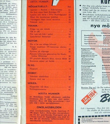 TEKNIKENS VÄRLD 1954/5.Elementhus.Einstein.Monark Blue.Nya MC.