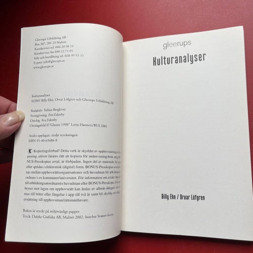 KULTURANALYSER Billy Ehn Orvar Löfgren 2002
