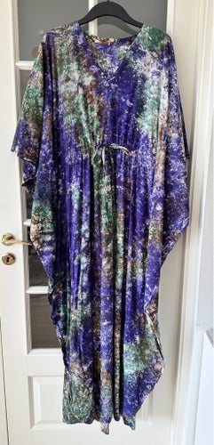 Lila, grön, brun kaftan M-XL