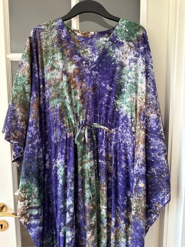 Lila, grön, brun kaftan M-XL