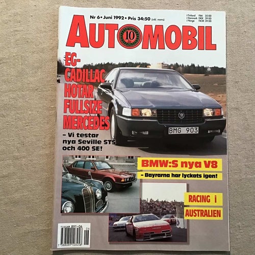 AUTOMOBIL NR 6 1992 BMW 7 serie,DODGE CADILLAC SEVILLE,DATSUN 1600,JAGUAR,JENSEN