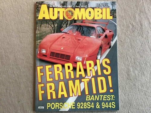 AUTOMOBIL NR 8 1987 FERRARI FRAMTID,PORSCHE,LYNX D TYP,LANCIA FLAMINIA,DAKAR,