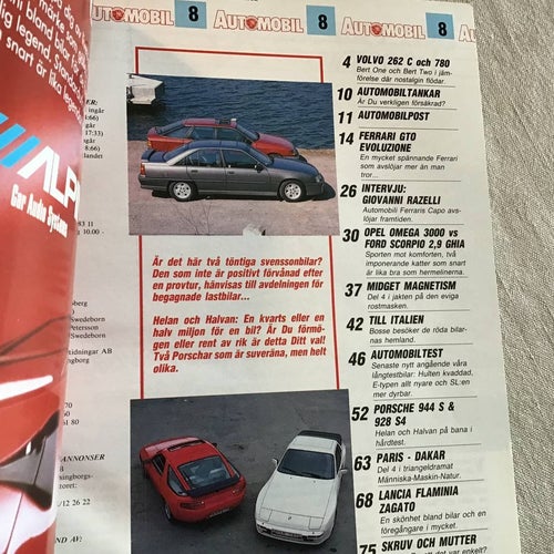 AUTOMOBIL NR 8 1987 FERRARI FRAMTID,PORSCHE,LYNX D TYP,LANCIA FLAMINIA,DAKAR,
