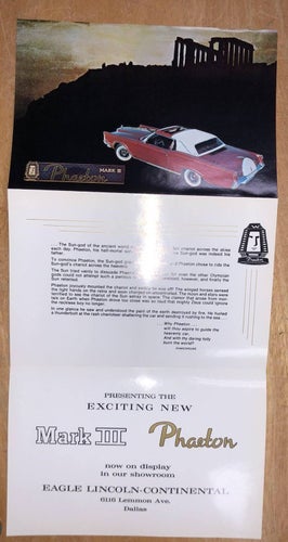 Försäljningsblad Lincoln Mark III Phaeton