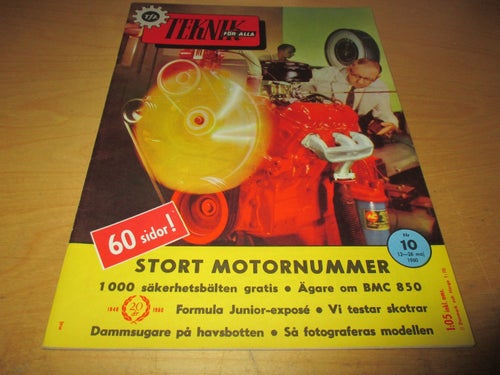 TEKNIK FÖR ALLA NR 10 1960. STORT MOTORNUMMER , BMC 850, M.M
