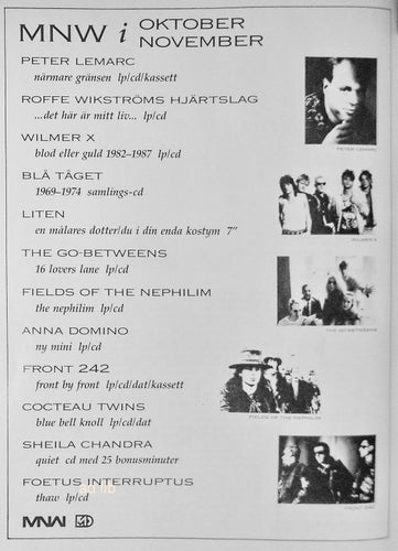 MNW - WILMER X, PETER LEMARC, BLÅ TÅGET, ROFFE WIKSTRÖM TIDNINGSANNONS 1988