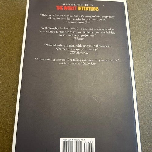 The Worst Intentions - Alessandro Piperno. Europa Editions.