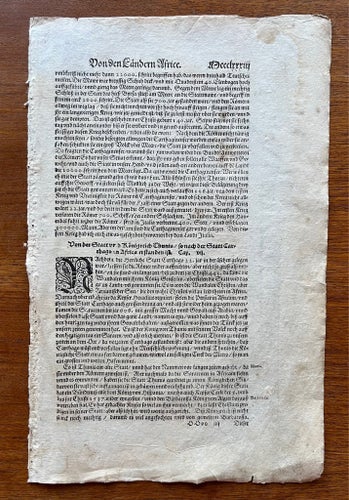 (1588) Münsters Cosmographia: Hannibal, Barbarossa & Alger– stort träsnitt