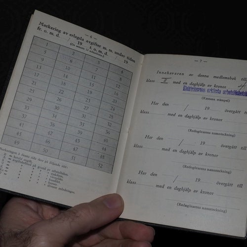 Elektrikernas erkända arbetslöshetskassa medlemsbok Elektriker 1945