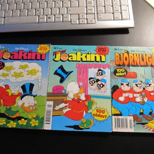 Två st Farbror Joakim & En Björnligan serietidningar, Walt Disney, 1987-1994