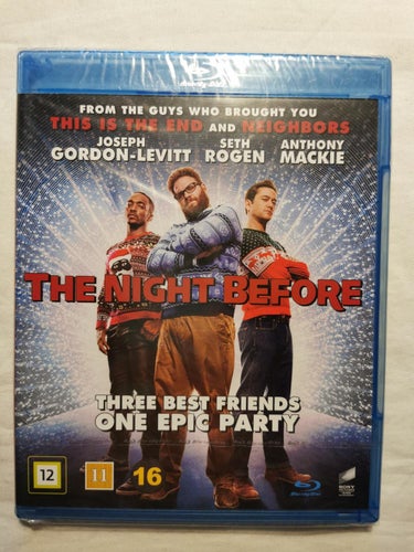 Bluray-film: The Night Before (Joseph Gordon-Levitt, Seth Rogen)(NY, INPLASTAD!)