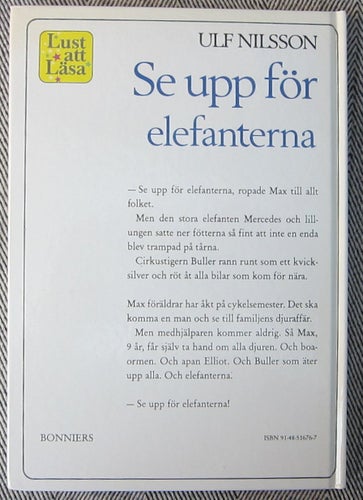 Lust att läsa Se upp för elefanterna Ulf Nilsson