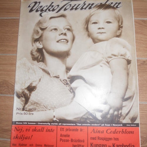 Vecko Journalen 50-1938 Orrefors glas,Hjalmar Meissner,Drottning Maud begravning