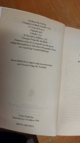 Schindler's list av Thomas Keneally. Bok. Very fine