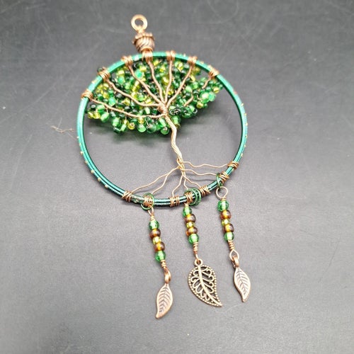 handgjort tree of life i koppar och glas dekoration se bilder och text