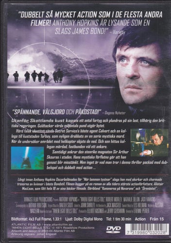 DVD / Åtta Glas / Alistair MacLean / Anthony Hopkins, Nathalie Delon/ Fint skick