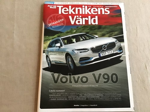 TEKNIKENS VÄRLD NR 15 2016 VOLVO V90,BMW X3 vs LEXUS,MERCEDES GLC,VOLVO XC60,
