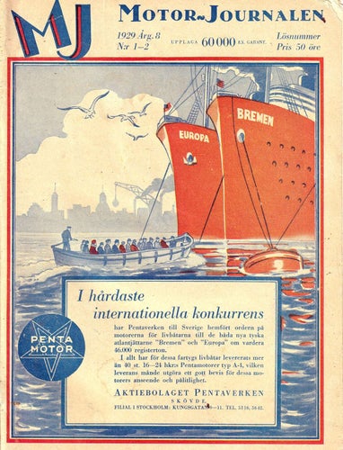 Motor Journalen 1929-1-2 MC Rudge..Rekord Bil Den Gyllene Pilen
