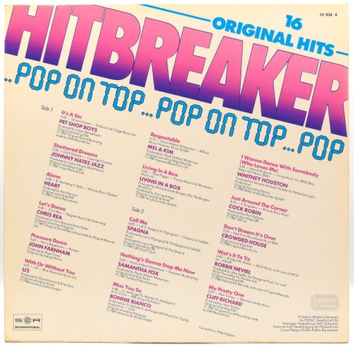 Hitbreaker - Pop On Top... Pop Volume 2 - GER 1988 (14 934 4) VG+/VG+
