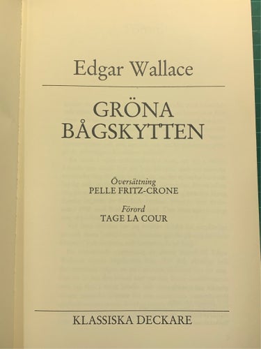 Deckaren ”Gröna bågskytten” av Edgar Wallace (1981)