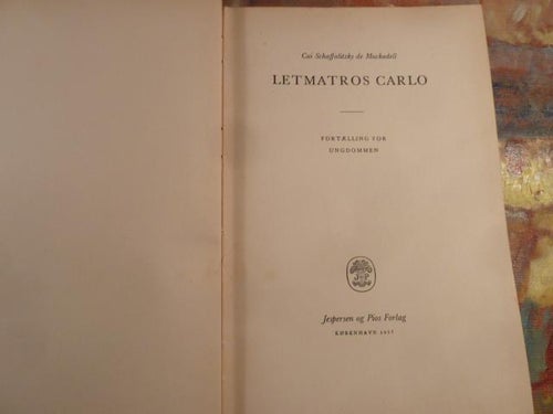 LETMATROS CARLO, CAI MUKADELL, BOG, 1957, BOK PÅ DANSKA