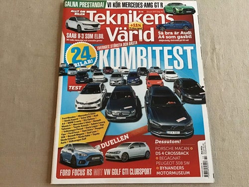 TEKNIKENS VÄRLD NR 14 2017 PORSCHE MACAN,SAAB 93 SOM ELBIL,MERCEDES AMG GT R,
