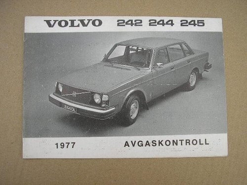 VOLVO Tillägg Instruktionsbok 242 244 245 1977 Avgaskontroll