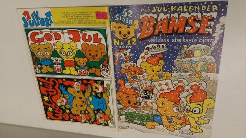 Bamse 1987 nr 12 med 2 styck Bamses julkort på bakomslaget. Very Good plus
