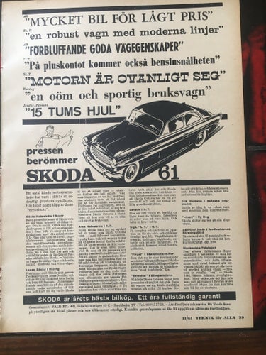 SKODA 1961 Annons